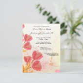 水彩画の桃のチューリップのウェディングシャワー招待状 招待状 (スタンド正面)