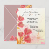 水彩画の桃のチューリップのウェディングシャワー招待状 招待状 (正面/裏面)