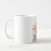 水彩画の桜の枝に止まるコマドリ コーヒーマグカップ (左)