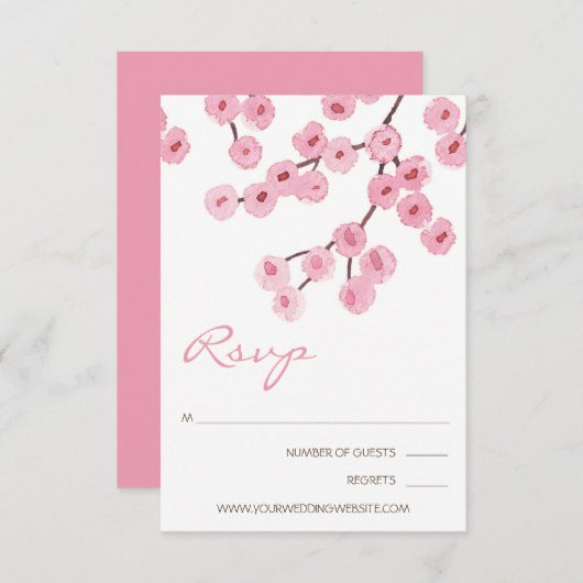 水彩画の桜の枝 出欠カード (正面/裏面)