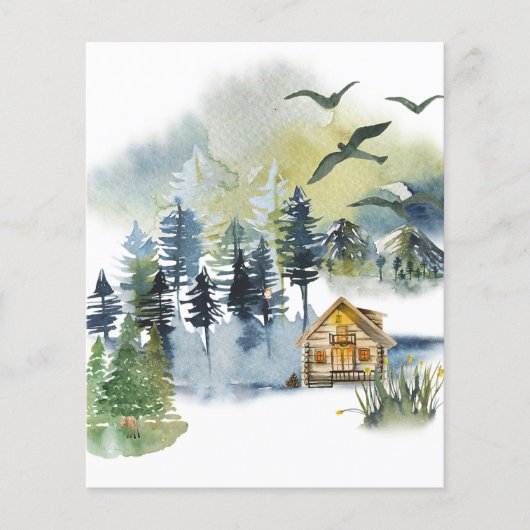 水彩画の森のスクラップブックの背景 (正面)