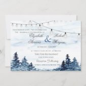 水彩画の森のストリングライト ウェディング招待状 招待状 (正面)