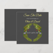 水彩画の森のベリーとキノコの結婚式リング 招待状 (正面/裏面)