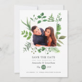 水彩画の森の写真 ウェディング セーブザデート (正面)