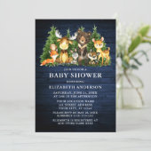 水彩画の森の動物たち ブルー ウッド シャワールーム 招待状 (スタンド正面)