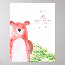 水彩画の森の動物のベビーアート ポスター