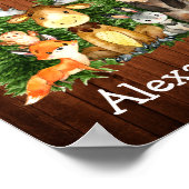 水彩画の森の動物 木々が生い茂る森 ポスター (角)