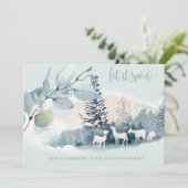 水彩画の森の山の雪の羊 招待状 (スタンド正面)