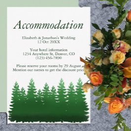 水彩画の森の松の木のウェディング宿泊施設 エンクロージャーカード