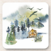 水彩画の森の風景 コースター (正面)