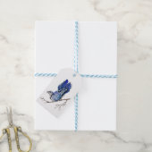 水彩画の森の鳥、ブルージェイ ギフトタグ (より糸付き)