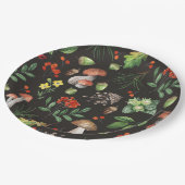 水彩画の森林はきのこに花を|去ります ペーパープレート (アングル)
