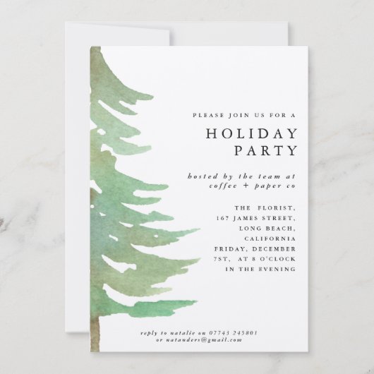 水彩画の森林企業のなパーティー 招待状 (正面)