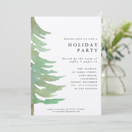 水彩画の森林企業のなパーティー 招待状 (スタンド正面)