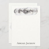 水彩画の森林月の鳥の文房具 シーズンカード (正面/裏面)