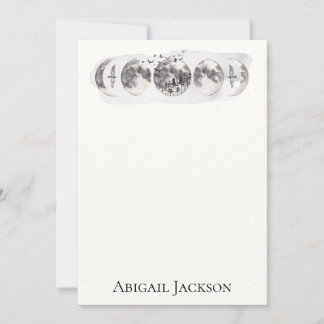 水彩画の森林月の鳥の文房具 シーズンカード