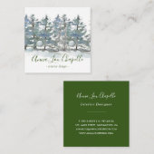 水彩画の森林木のデザイン スクエア名刺 (正面/裏面)