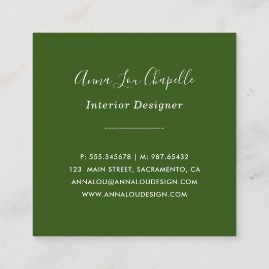 水彩画の森林木のデザイン スクエア名刺 (裏面)