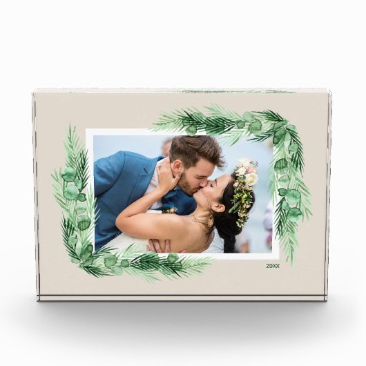 水彩画の植物のフレーム フォトブロック (正面)