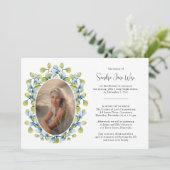 水彩画の植物の写真を使った訃報と葬儀のお知らせ 招待状 (スタンド正面)