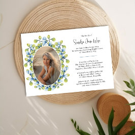 水彩画の植物の写真を使った訃報と葬儀のお知らせ 招待状