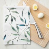 水彩画の植物の台所タオル キッチンタオル (四つ折り)