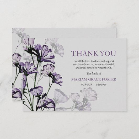 水彩画の植物の死別のサンキューカード サンキューカード (正面/裏面)