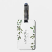 水彩画の植物の緑の葉および原稿 ラゲッジタグ (裏面縦)