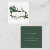 水彩画の植物の群葉および金ゴールドの詳細 スクエア名刺 (正面/裏面)