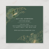 水彩画の植物の群葉および金ゴールドの詳細 スクエア名刺 (裏面)