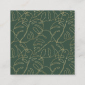 水彩画の植物の群葉および金ゴールドの詳細 スクエア名刺 (裏面)