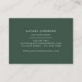 水彩画の植物の群葉および金ゴールドの詳細 名刺 (裏面)