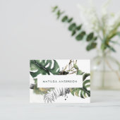 水彩画の植物の群葉および金ゴールドの詳細 名刺 (スタンド正面)