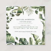 水彩画の植物の群葉 スクエア名刺 (裏面)