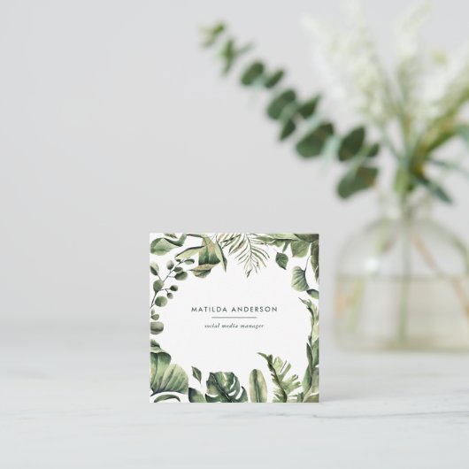 水彩画の植物の群葉 スクエア名刺 (スタンド正面)