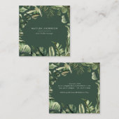 水彩画の植物の群葉 スクエア名刺 (正面/裏面)