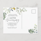 水彩画の植物の50周年結婚記念日招待状 案内ポストカード (裏面)