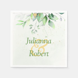 水彩画の植物柄のナプキン スタンダードカクテルナプキン