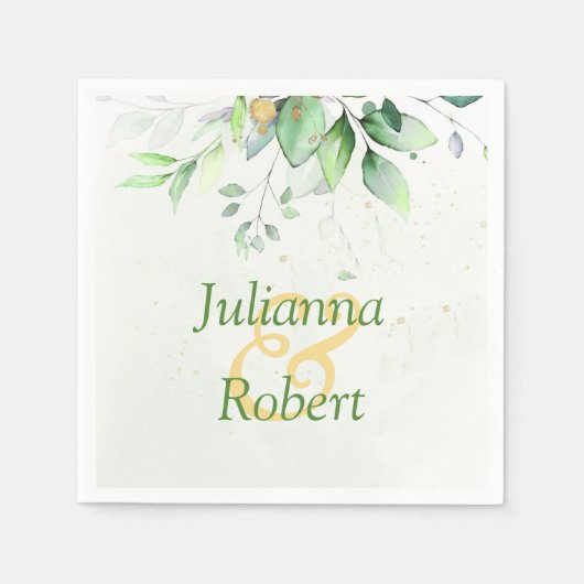 水彩画の植物柄のナプキン スタンダードカクテルナプキン (正面)