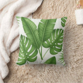 水彩画の植物画グリーンリフレッシュパターンインテリア クッション (ブランケット)
