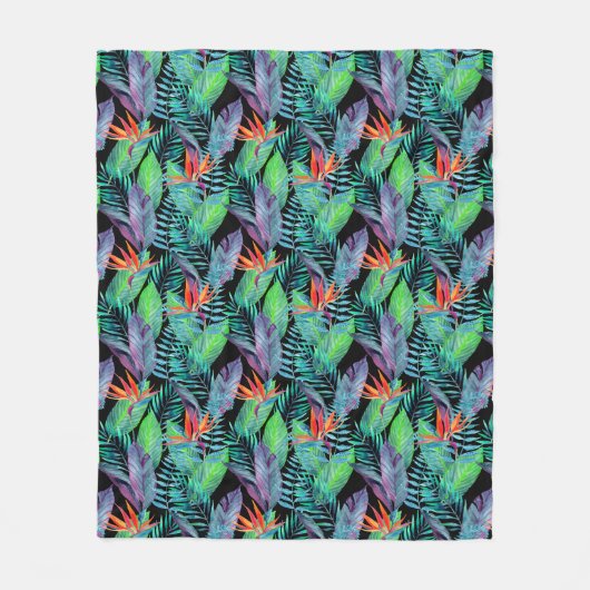 水彩画の極楽鳥 フリースブランケット (正面)