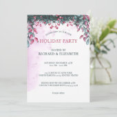 水彩画の楽しいクリスマスパーティー ホリーデコレーション 招待状 (スタンド正面)
