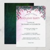 水彩画の楽しいクリスマスパーティー ホリーデコレーション 招待状 (正面/裏面)