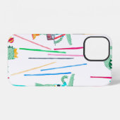 水彩画の楽器を持つかわいいアリゲーター iPhoneケース (裏面横)