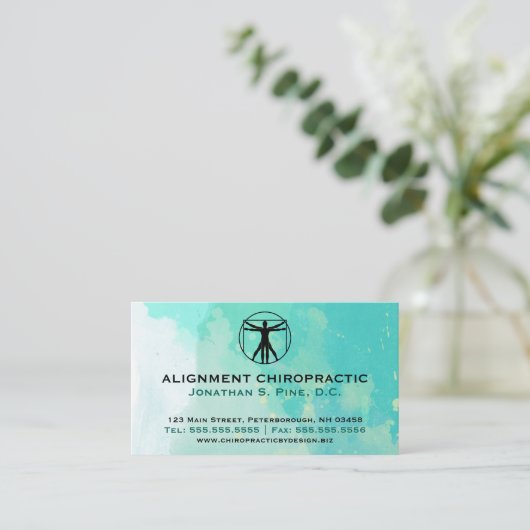 水彩画の標準的なカイロプラクティックの名刺 名刺 (スタンド正面)
