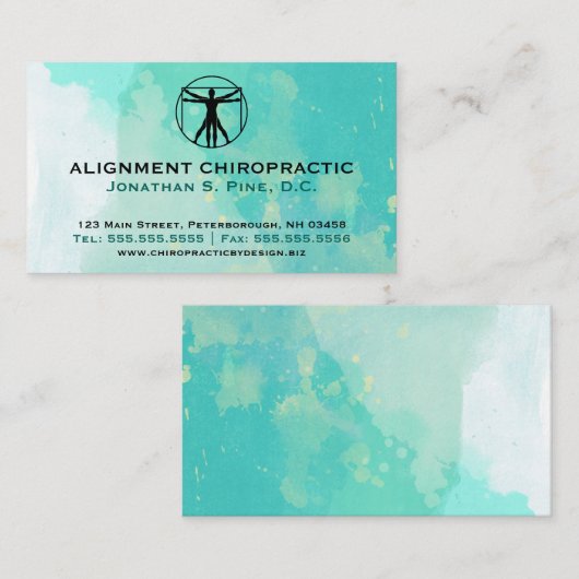 水彩画の標準的なカイロプラクティックの名刺 名刺 (正面/裏面)
