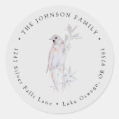 水彩画の歌うナイチンゲール鳥の返送先住所ラベル ラウンドシール (正面)