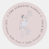 水彩画の歌うナイチンゲール鳥の返送先住所 ラウンドシール (正面)