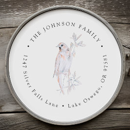 水彩画の歌うナイチンゲール鳥の返送先住所 ラウンドシール