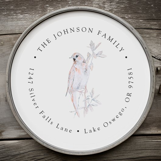水彩画の歌うナイチンゲール鳥の返送先住所 ラウンドシール